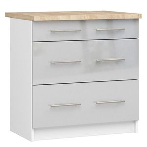 Ak furniture Kuchyňská skříňka Olivie S 80 cm 3S bílá/metalický lesk/dub sonoma obraz