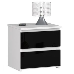 Ak furniture Noční stolek CL2 40 cm bílý/černý lesk obraz