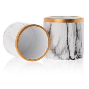 DekorStyle Sada 2 ks květináčů Sona Marbling Gold 11 cm bílý mramor/zlatá obraz