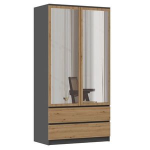 TP Living Šatní skříň SS-90 se zrcadlem 180 cm antracitová/dub artisan obraz