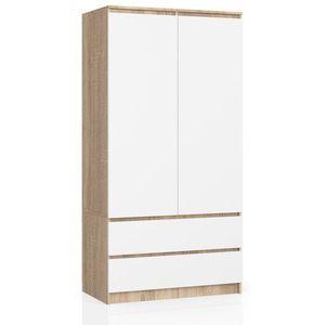 Ak furniture Šatní skříň s nástavcem Star 90 cm dub sonoma/bílá obraz