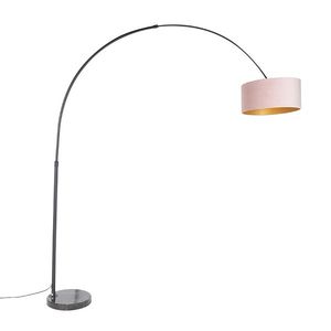 Oblouková lampa černý sametový odstín růžová se zlatem 50 cm - XXL obraz