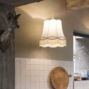 Retro závěsná lampa krémová 45 cm - babička obraz