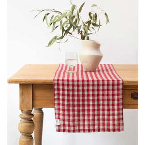 Lněný běhoun na stůl 40x200 cm Red Gingham – Linen Tales obraz