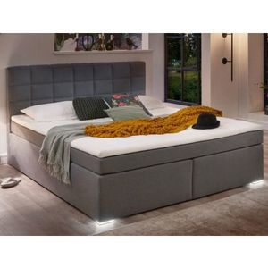 Postel boxspring s osvětlením Fargo 180x200 cm, šedá látka obraz