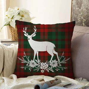 Vánoční žinylkový povlak na polštář Minimalist Cushion Covers Tartan Merry Christmas, 55 x 55 cm obraz