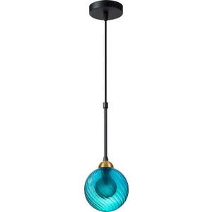 Modré závěsné svítidlo se skleněným stínidlem ø 12 cm Twister – Squid Lighting obraz