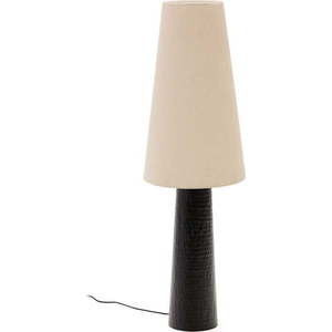 Černo-krémová stojací lampa s textilním stínidlem (výška 129 cm) Senni – Kave Home obraz