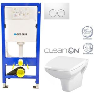 Geberit Duofix tlačítko DELTA21 bílé WC CERSANIT CARINA CLEANON + SEDÁTKO 458.103.00.1 21BI CA2 obraz