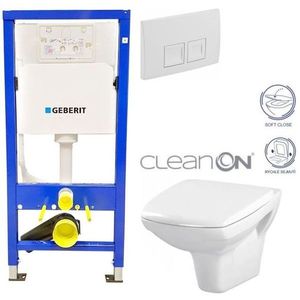 Geberit Duofix tlačítko DELTA50 bílé WC CERSANIT CARINA CLEANON + SEDÁTKO 458.103.00.1 50BI CA2 obraz