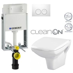 Geberit KOMBIFIX Basic tlačítko DELTA 21 Bílé WC CERSANIT CARINA + SEDÁTKO 110.100.00.1 21BI CA2 obraz