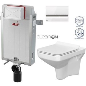 ALCADRAIN Renovmodul předstěnový instalační systém s bílým/ chrom tlačítkem M1720-1 + WC CERSANIT CLEANON COMO + SEDÁTKO AM115/1000 M1720-1 CO1 obraz