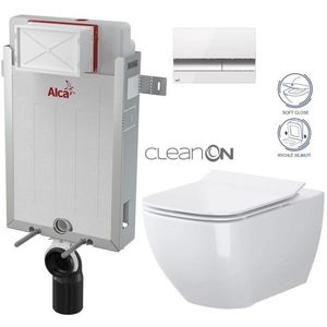 ALCADRAIN Renovmodul předstěnový instalační systém s bílým/ chrom tlačítkem M1720-1 + WC CERSANIT CLEANON VIRGO + SEDÁTKO AM115/1000 M1720-1 ME1 obraz