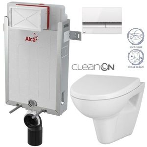 ALCADRAIN Renovmodul předstěnový instalační systém s bílým/ chrom tlačítkem M1720-1 + WC CERSANIT CLEANON PARVA + SEDÁTKO AM115/1000 M1720-1 PA1 obraz