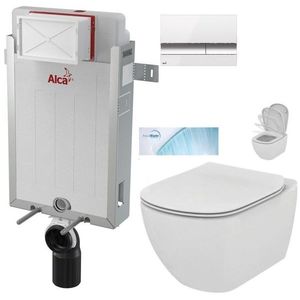 ALCADRAIN Renovmodul předstěnový instalační systém s bílým/ chrom tlačítkem M1720-1 + WC Ideal Standard Tesi se sedátkem SoftClose, AquaBlade AM115/1000 M1720-1 TE1 obraz