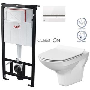 ALCADRAIN Sádromodul předstěnový instalační systém s bílým/ chrom tlačítkem M1720-1 + WC CERSANIT CLEANON CARINA + SEDÁTKO AM101/1120 M1720-1 CA3 obraz