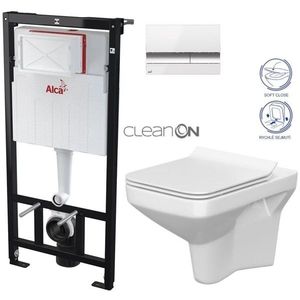 ALCADRAIN Sádromodul předstěnový instalační systém s bílým/ chrom tlačítkem M1720-1 + WC CERSANIT CLEANON COMO + SEDÁTKO AM101/1120 M1720-1 CO1 obraz