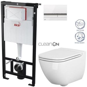 ALCADRAIN Sádromodul předstěnový instalační systém s bílým/ chrom tlačítkem M1720-1 + WC CERSANIT CLEANON CASPIA + SEDÁTKO AM101/1120 M1720-1 CP1 obraz