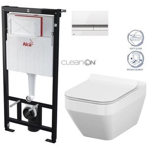 ALCADRAIN Sádromodul předstěnový instalační systém s bílým/ chrom tlačítkem M1720-1 + WC CERSANIT CLEANON CREA čtverec + SEDÁTKO AM101/1120 M1720-1 CR2 obraz