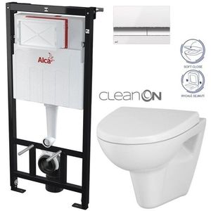 ALCADRAIN Sádromodul předstěnový instalační systém s bílým/ chrom tlačítkem M1720-1 + WC CERSANIT CLEANON PARVA + SEDÁTKO AM101/1120 M1720-1 PA1 obraz