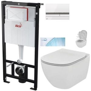 ALCADRAIN Sádromodul předstěnový instalační systém s bílým/ chrom tlačítkem M1720-1 + WC Ideal Standard Tesi se sedátkem SoftClose, AquaBlade AM101/1120 M1720-1 TE1 obraz