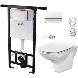 ALCADRAIN Jádromodul předstěnový instalační systém s bílým/ chrom tlačítkem M1720-1 + WC CERSANIT CLEANON CARINA + SEDÁTKO AM102/1120 M1720-1 CA3 obraz