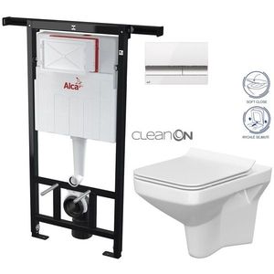 ALCADRAIN Jádromodul předstěnový instalační systém s bílým/ chrom tlačítkem M1720-1 + WC CERSANIT CLEANON COMO + SEDÁTKO AM102/1120 M1720-1 CO1 obraz