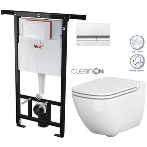 ALCADRAIN Jádromodul předstěnový instalační systém s bílým/ chrom tlačítkem M1720-1 + WC CERSANIT CLEANON CASPIA + SEDÁTKO AM102/1120 M1720-1 CP1 obraz