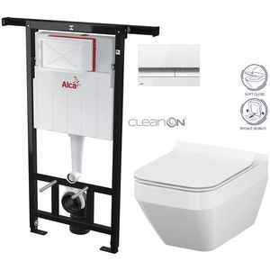 ALCADRAIN Jádromodul předstěnový instalační systém s bílým/ chrom tlačítkem M1720-1 + WC CERSANIT CLEANON CREA čtverec + SEDÁTKO AM102/1120 M1720-1 CR2 obraz