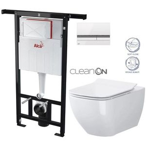 ALCADRAIN Jádromodul předstěnový instalační systém s bílým/ chrom tlačítkem M1720-1 + WC CERSANIT CLEANON VIRGO + SEDÁTKO AM102/1120 M1720-1 ME1 obraz