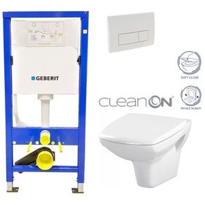 Geberit Duofix tlačítko DELTA51 BÍLÉ WC CERSANIT CARINA + SEDÁTKO 458.103.00.1 51BI CA2 obraz