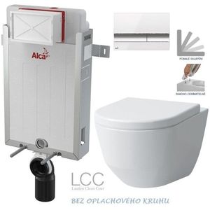 ALCADRAIN Renovmodul předstěnový instalační systém s bílým/ chrom tlačítkem M1720-1 + WC LAUFEN PRO LCC RIMLESS + SEDÁTKO AM115/1000 M1720-1 LP2 obraz