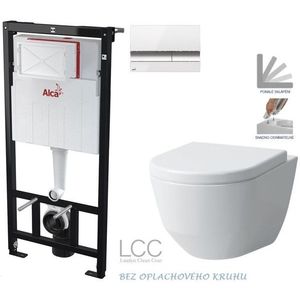 ALCADRAIN Sádromodul předstěnový instalační systém s bílým/ chrom tlačítkem M1720-1 + WC LAUFEN PRO LCC RIMLESS + SEDÁTKO AM101/1120 M1720-1 LP2 obraz