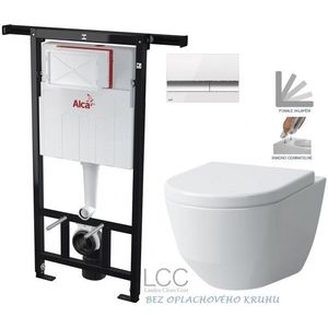 ALCADRAIN Jádromodul předstěnový instalační systém s bílým/ chrom tlačítkem M1720-1 + WC LAUFEN PRO LCC RIMLESS + SEDÁTKO AM102/1120 M1720-1 LP2 obraz