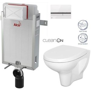 ALCADRAIN Renovmodul předstěnový instalační systém s bílým/ chrom tlačítkem M1720-1 + WC CERSANIT ARTECO CLEANON + SEDÁTKO AM115/1000 M1720-1 AT1 obraz