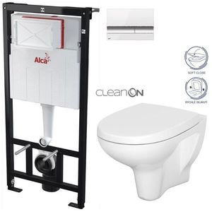 ALCADRAIN Sádromodul předstěnový instalační systém s bílým/ chrom tlačítkem M1720-1 + WC CERSANIT ARTECO CLEANON + SEDÁTKO AM101/1120 M1720-1 AT1 obraz