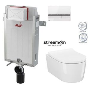 ALCADRAIN Renovmodul předstěnový instalační systém s bílým/ chrom tlačítkem M1720-1 + WC CERSANIT INVERTO + SEDÁTKO DURAPLAST SOFT-CLOSE AM115/1000 M1720-1 IN1 obraz