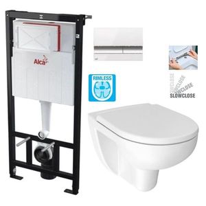 ALCADRAIN Sádromodul předstěnový instalační systém s bílým/ chrom tlačítkem M1720-1 + WC JIKA LYRA PLUS RIMLESS + SEDÁTKO DURAPLAST SLOWCLOSE AM101/1120 M1720-1 LY2 obraz