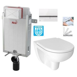 ALCADRAIN Renovmodul předstěnový instalační systém s bílým/ chrom tlačítkem M1720-1 + WC JIKA LYRA PLUS RIMLESS + SEDÁTKO DURAPLAST SLOWCLOSE AM115/1000 M1720-1 LY2 obraz