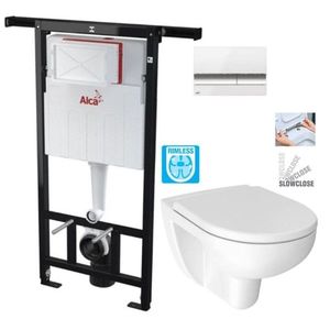 ALCADRAIN Jádromodul předstěnový instalační systém s bílým/ chrom tlačítkem M1720-1 + WC JIKA LYRA PLUS RIMLESS + SEDÁTKO DURAPLAST SLOWCLOSE AM102/1120 M1720-1 LY2 obraz