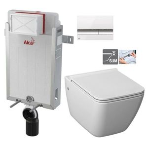 ALCADRAIN Renovmodul předstěnový instalační systém s bílým/ chrom tlačítkem M1720-1 + WC JIKA PURE + SEDÁTKO DURAPLAST AM115/1000 M1720-1 PU1 obraz