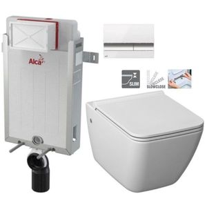 ALCADRAIN Renovmodul předstěnový instalační systém s bílým/ chrom tlačítkem M1720-1 + WC JIKA PURE + SEDÁTKO SLOWCLOSE AM115/1000 M1720-1 PU2 obraz