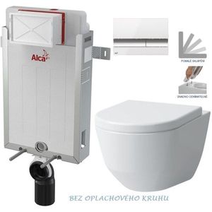 ALCADRAIN Renovmodul předstěnový instalační systém s bílým/ chrom tlačítkem M1720-1 + WC LAUFEN PRO RIMLESS + SEDÁTKO AM115/1000 M1720-1 LP1 obraz