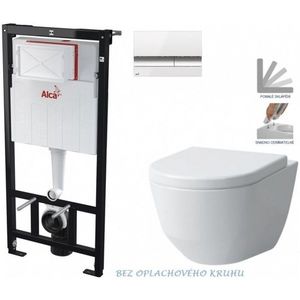 ALCADRAIN Sádromodul předstěnový instalační systém s bílým/ chrom tlačítkem M1720-1 + WC LAUFEN PRO RIMLESS + SEDÁTKO AM101/1120 M1720-1 LP1 obraz