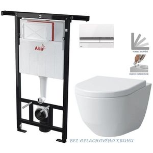 ALCADRAIN Jádromodul předstěnový instalační systém s bílým/ chrom tlačítkem M1720-1 + WC LAUFEN PRO RIMLESS + SEDÁTKO AM102/1120 M1720-1 LP1 obraz