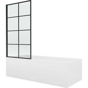 MEXEN/S Vega obdélníková vana 150 x 70 cm s panelem + vanová zástěna 80 cm, černá vzor fix 550115070X9308007077 obraz