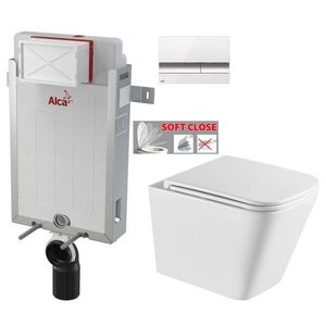 ALCADRAIN Renovmodul předstěnový instalační systém s bílým/ chrom tlačítkem M1720-1 + WC INVENA FLORINA WITH SOFT, včetně soft/close sedátka AM115/1000 M1720-1 FL1 obraz