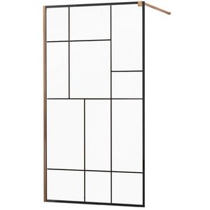 MEXEN/S KIOTO Sprchová zástěna WALK-IN 70x200 cm 8 mm, růžové zlato, černý vzor 2 800-070-101-60-78 obraz