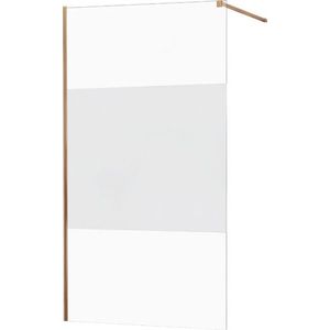 MEXEN/S KIOTO Sprchová zástěna WALK-IN 090x200 cm 8 mm, růžové zlato Transparent/matné sklo 800-090-101-60-35 obraz