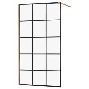 MEXEN/S KIOTO Sprchová zástěna WALK-IN 100x200 cm 8 mm, růžové zlato, černý vzor 1 800-100-101-60-77 obraz